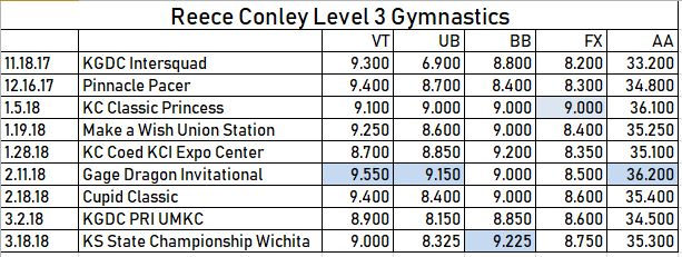 2017-2018 Reece Level 3 Meet Season