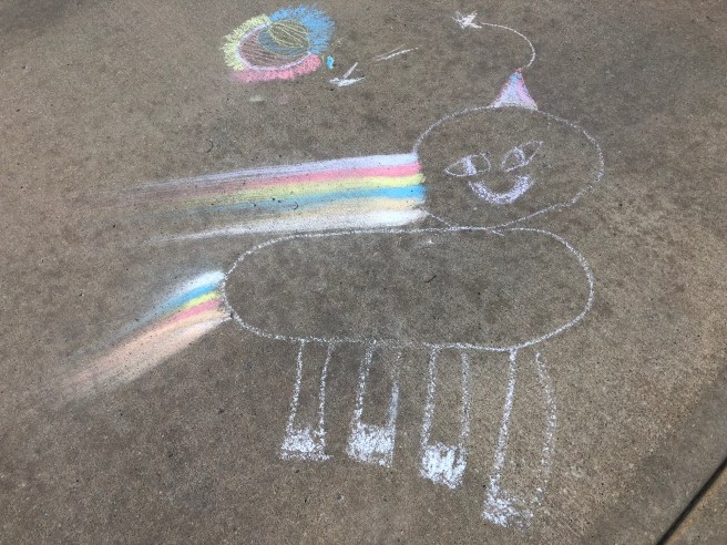 3.22.18 Reece Unicorn Driveway Chalk Art_7yrs